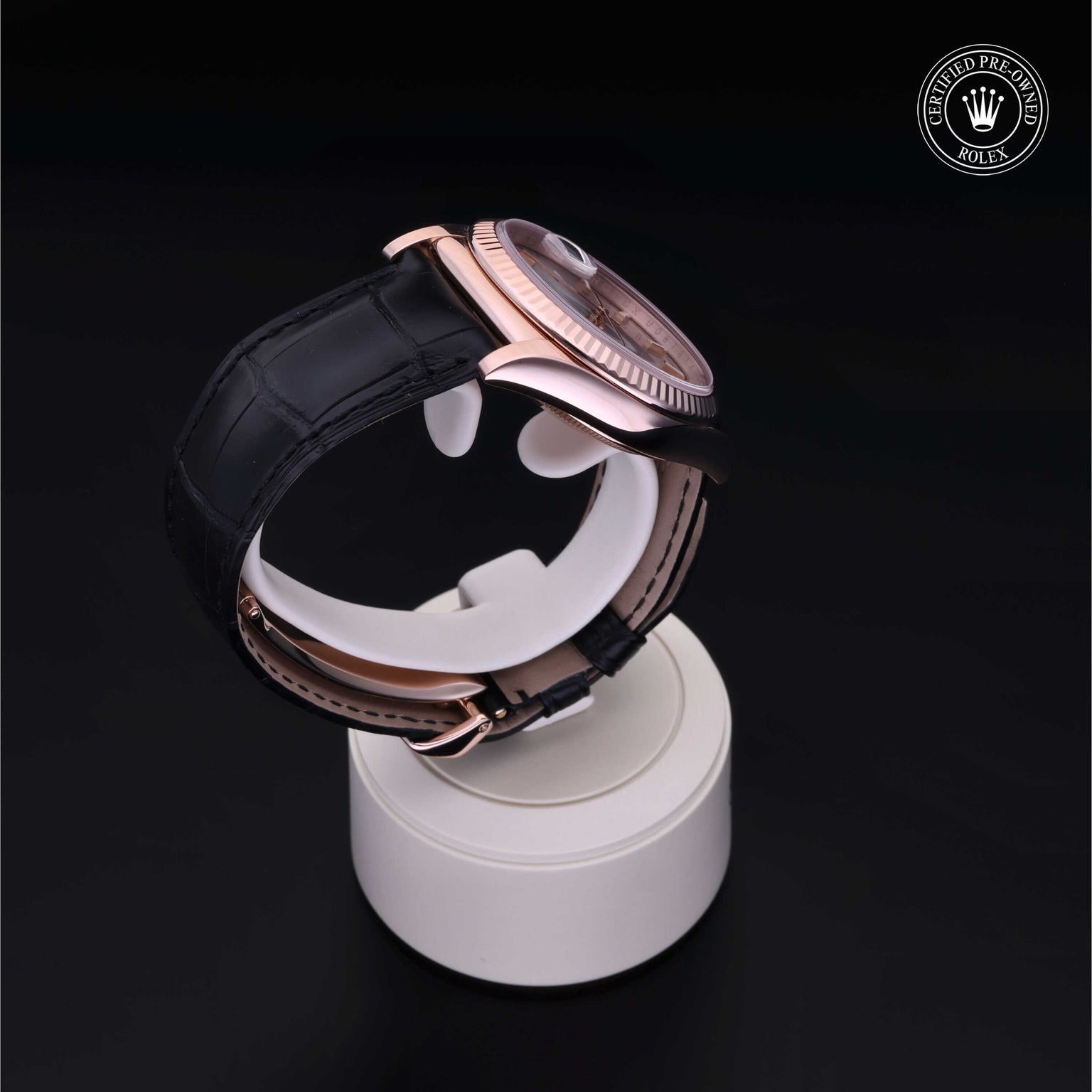 Rolex Certified Pre-owned Day-date M118135-0005 front on black background