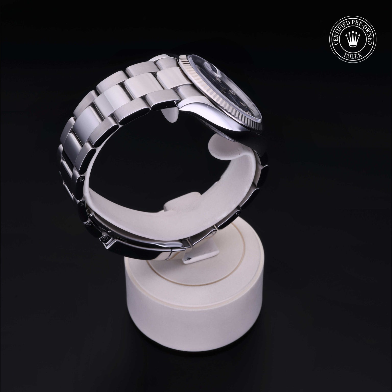 Rolex Certified Pre-owned Datejust M126234-0012 front on black background