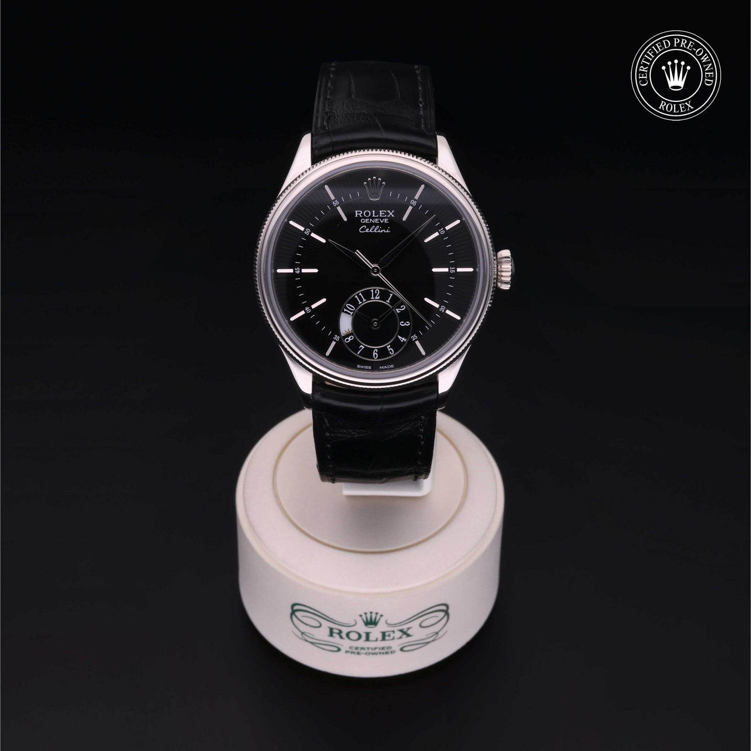 Rolex Certified Pre-owned Cellini M50529-0005 front on black background