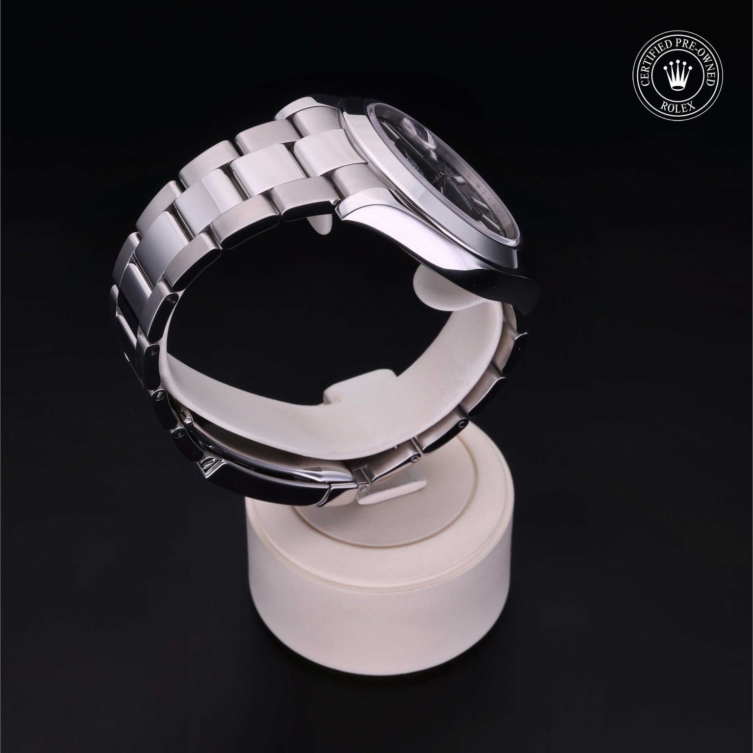 Rolex Certified Pre-owned Datejust M116300-0001 front on black background