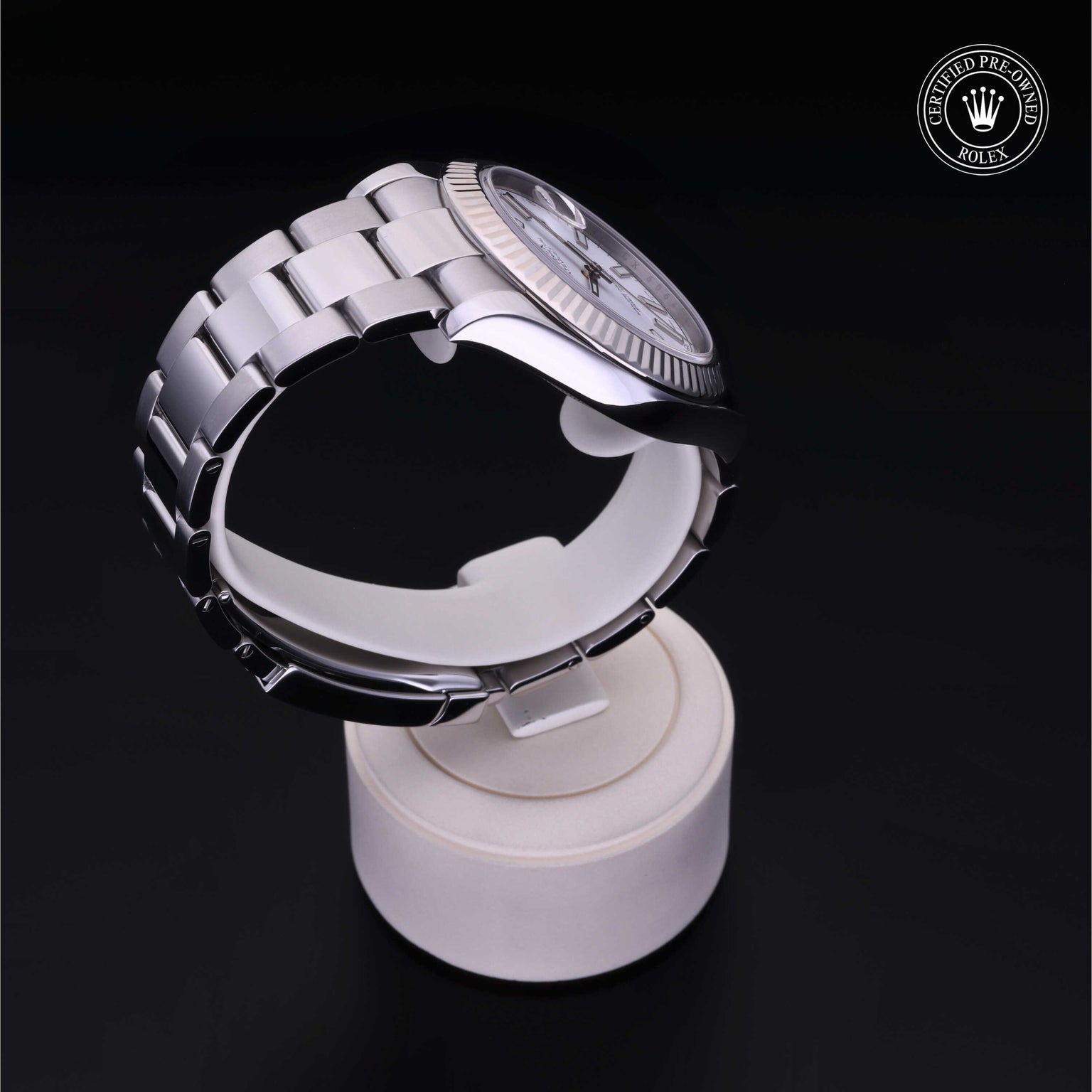 Rolex Certified Pre-owned Datejust M116334-0006 front on black background