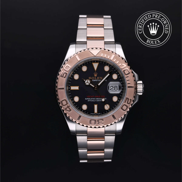 Rolex Certified Pre-owned Yacht-Master M116621-0002 front on black background