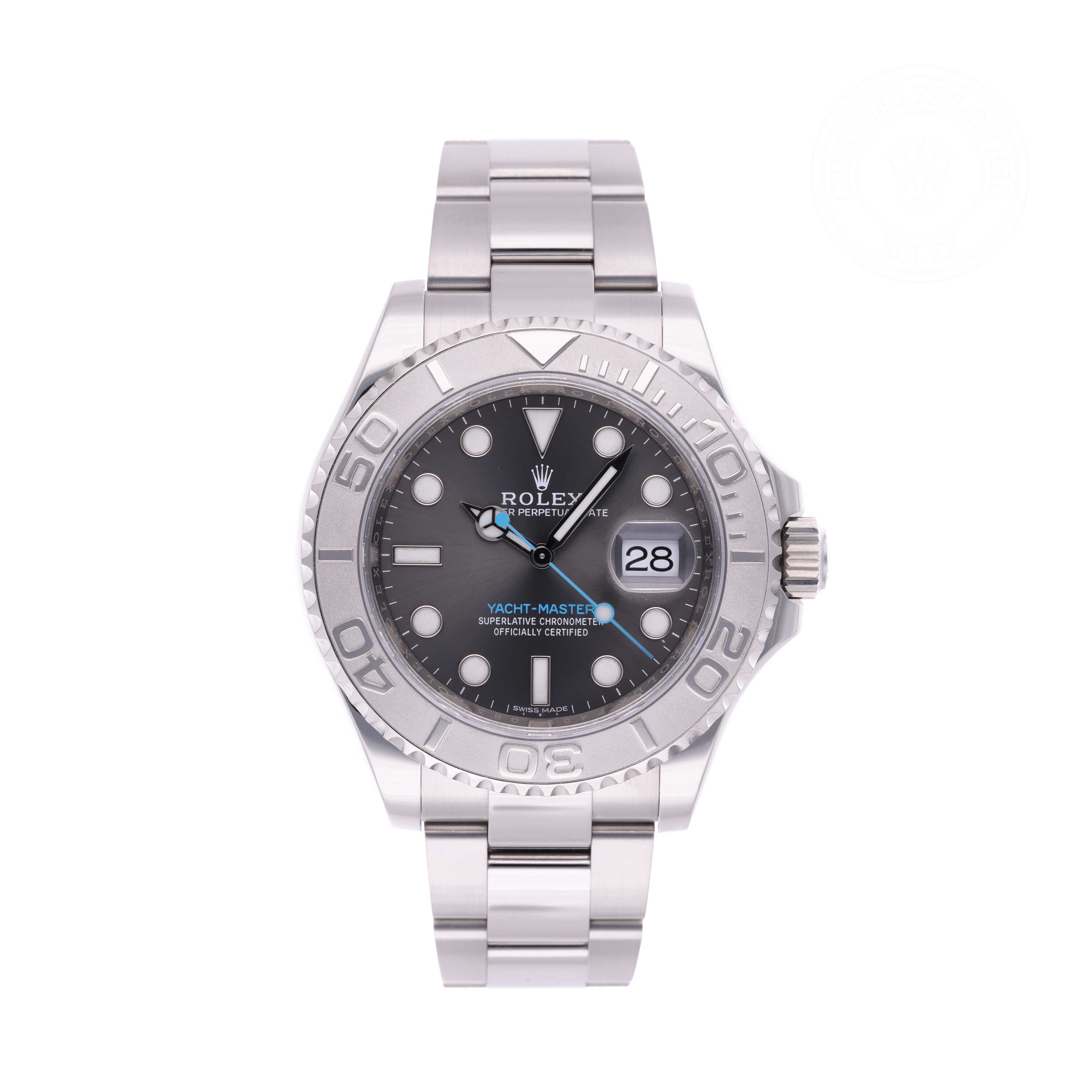 Rolex Certified Pre-owned Yacht-Master M116622-0003 front on white background