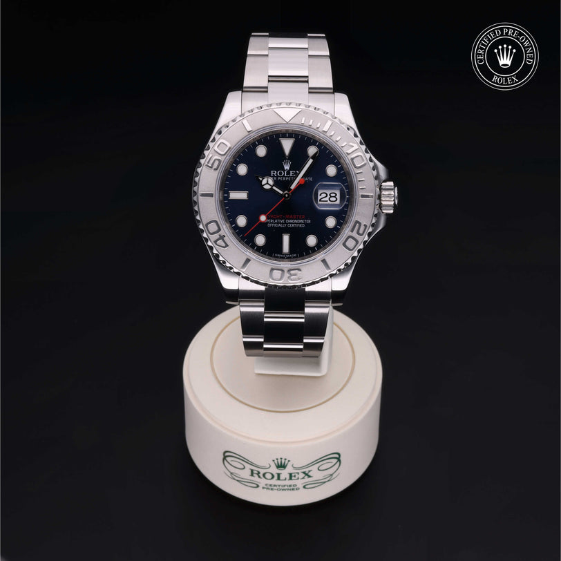 Rolex Certified Pre-owned Yacht-Master M116622-0001 front on black background