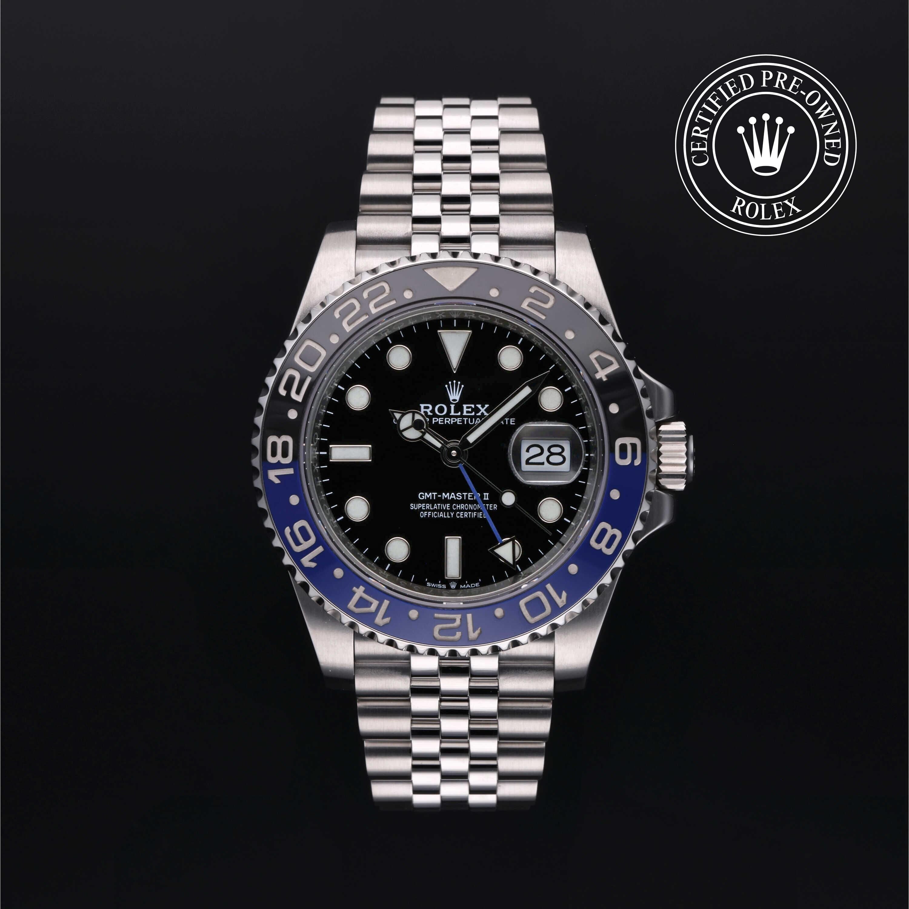 Rolex CPO GMT M126710BLNR front on white background