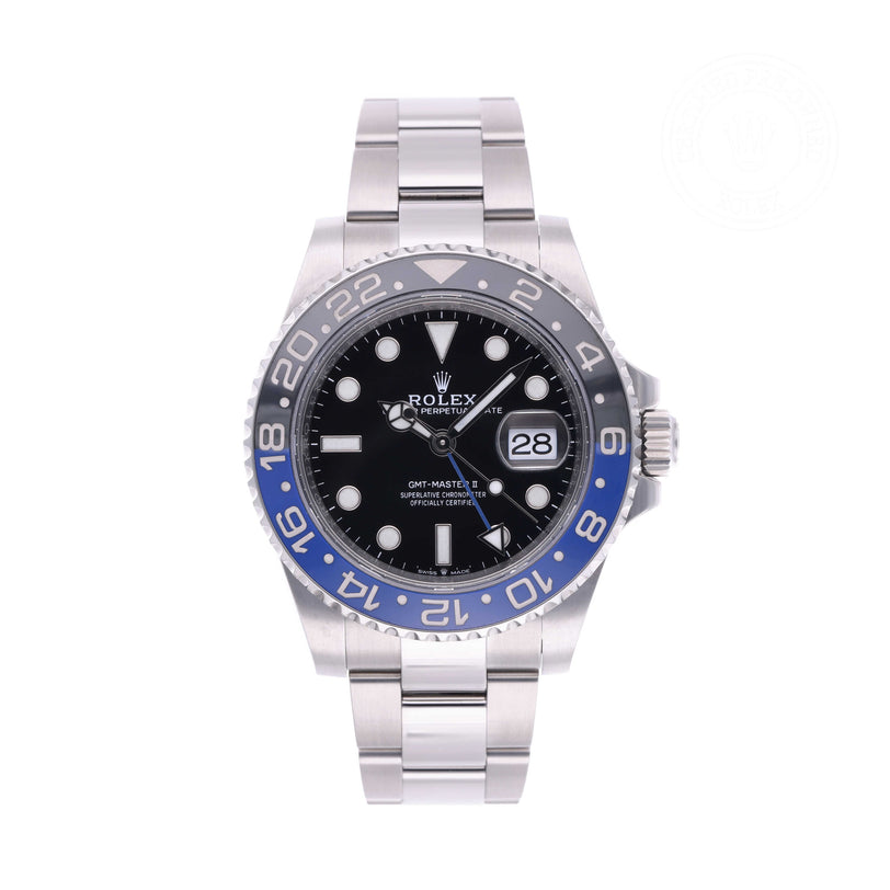 Rolex Certified Pre-owned GMT M126710BLNR-0003 front on white background