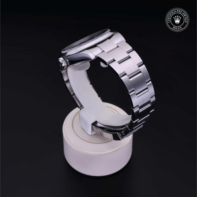Rolex Certified Pre-owned Explorer M224270-0001 front on black background
