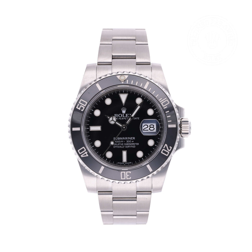 Rolex Certified Pre-owned Submariner M116610LN-0001 front on white background