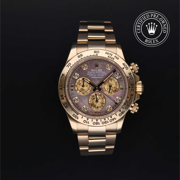 Rolex Certified Pre-owned Daytona M116508-0011 front on black background