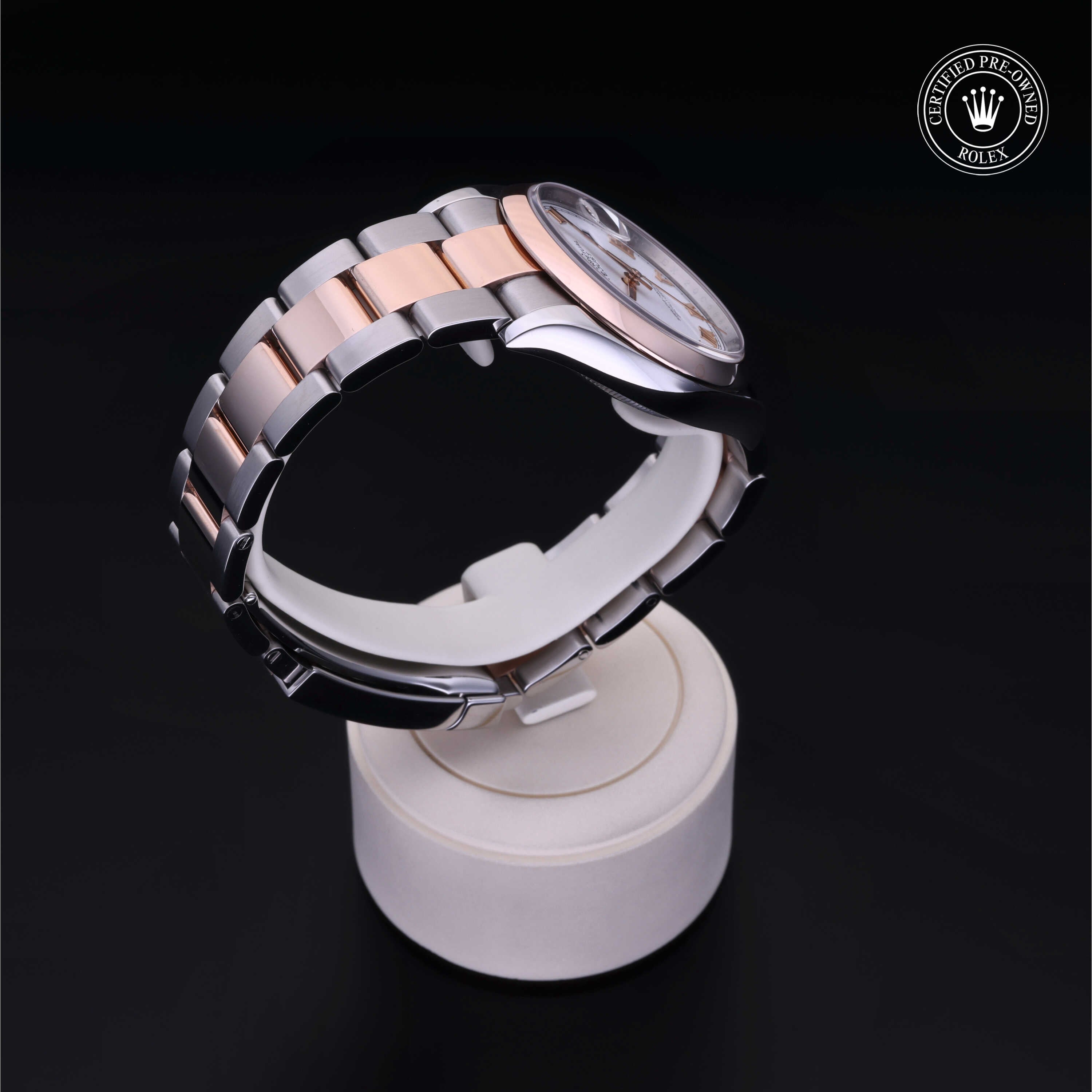 Rolex Certified Pre-owned Datejust M126201-0016 front on black background