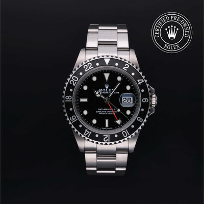 Rolex CPO GMT M16710LN front on white background