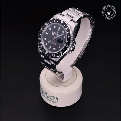 Rolex CPO GMT M16710LN front on white background
