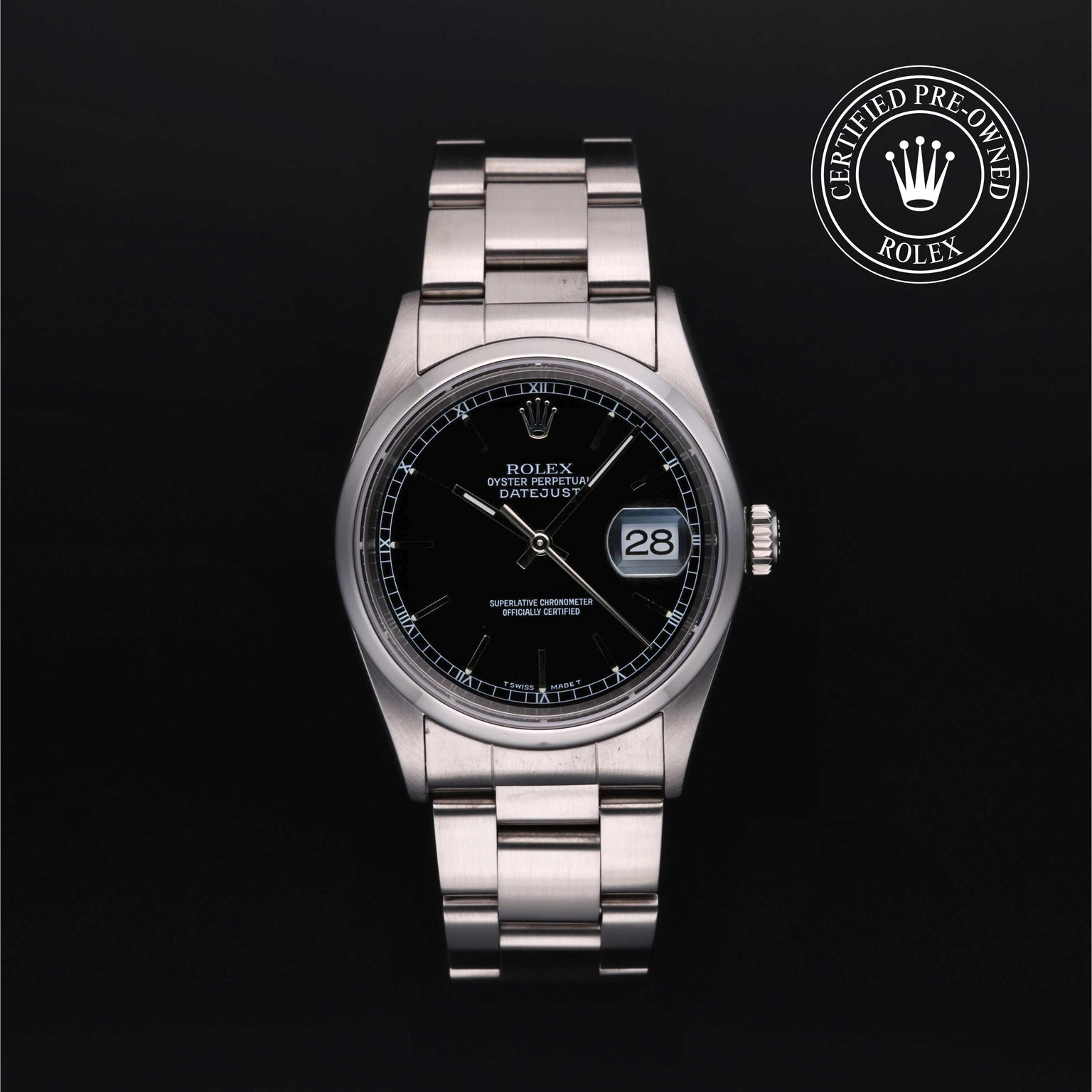 Rolex CPO Datejust M16200 front on white background