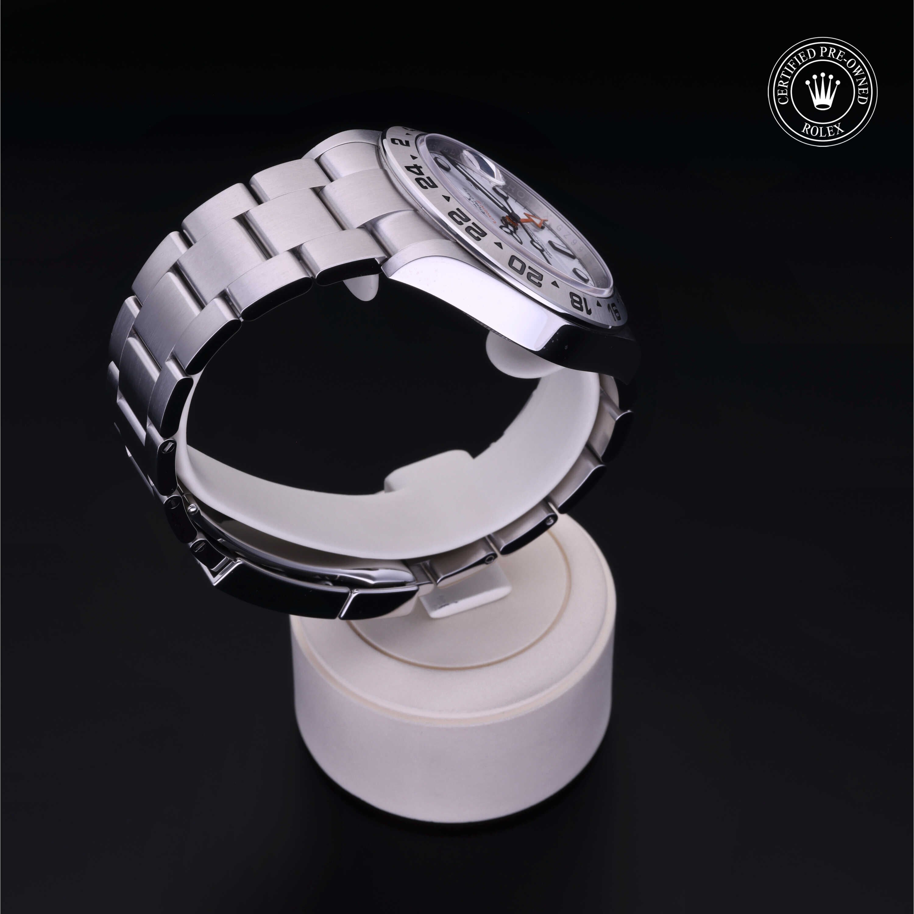 Rolex Certified Pre-owned Explorer M226570-0001 front on black background
