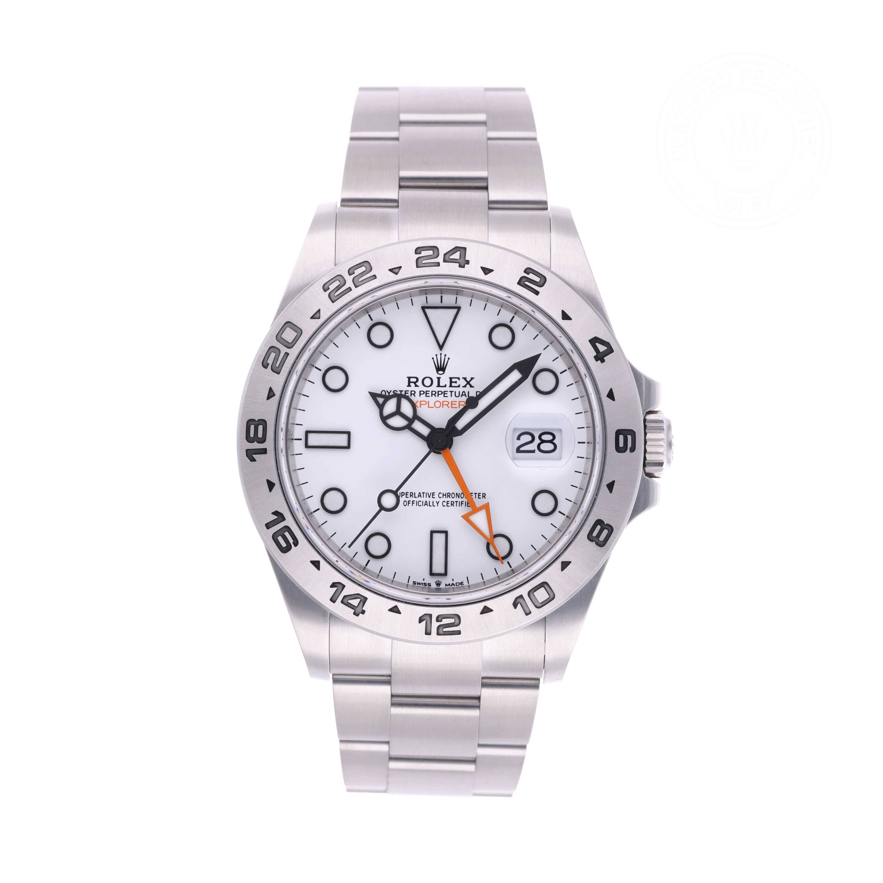 Rolex Certified Pre-owned Explorer M226570-0001 front on white background
