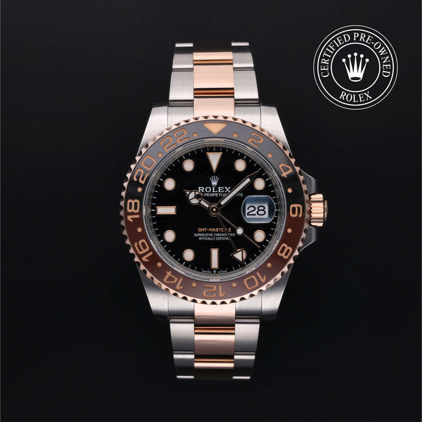 Rolex Certified Pre-owned GMT M126711CHNR-0002 front on black background