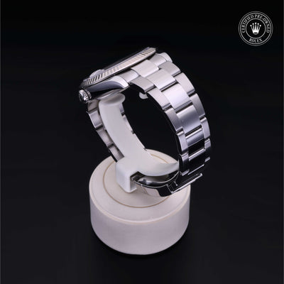 Rolex Certified Pre-owned Datejust M126334-0011 front on black background