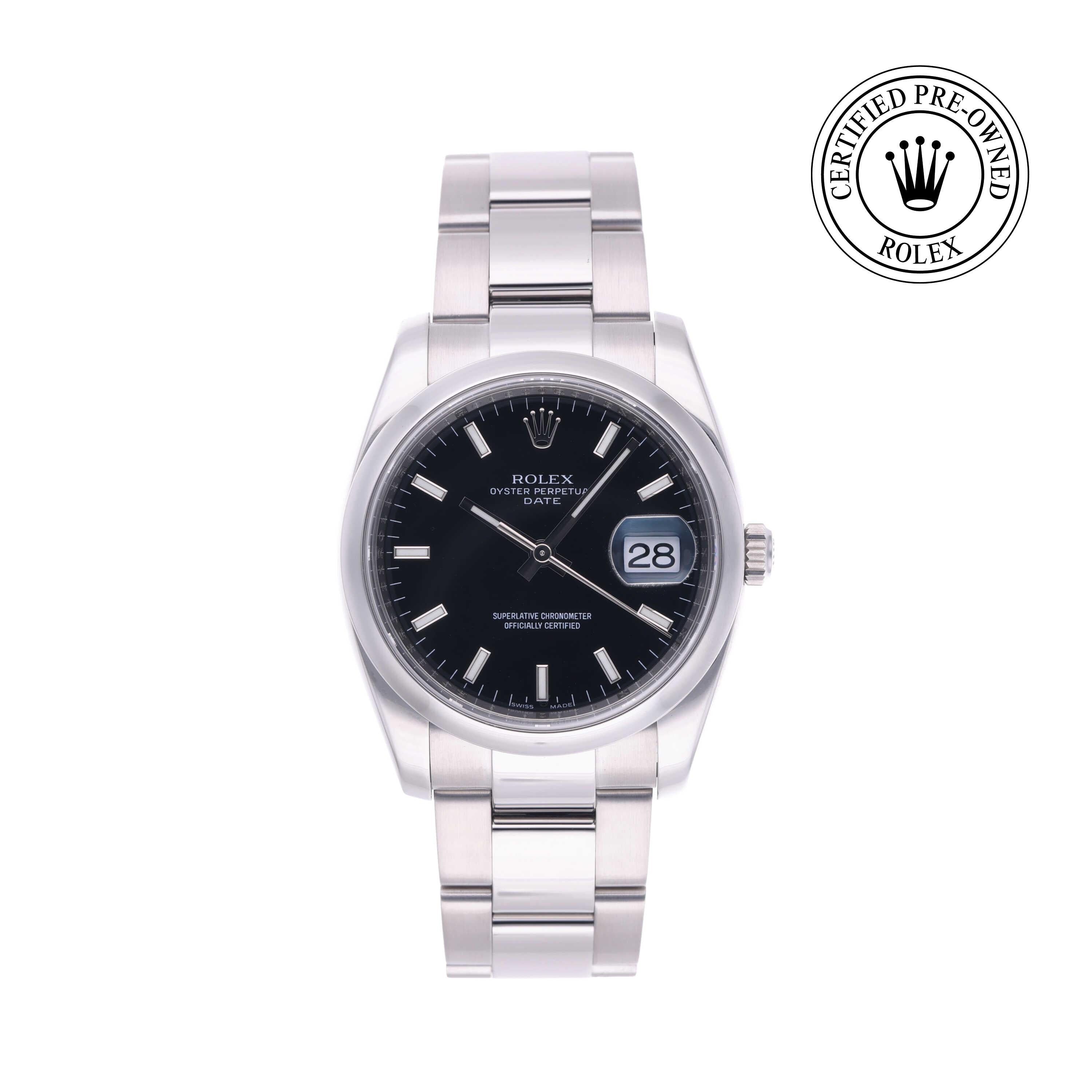 Rolex Certified Pre-owned Oyster Perpetual M115200-0004 front on white background