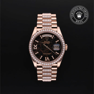 Rolex Certified Pre-owned Day-date M128345RBR-0045 front on black background