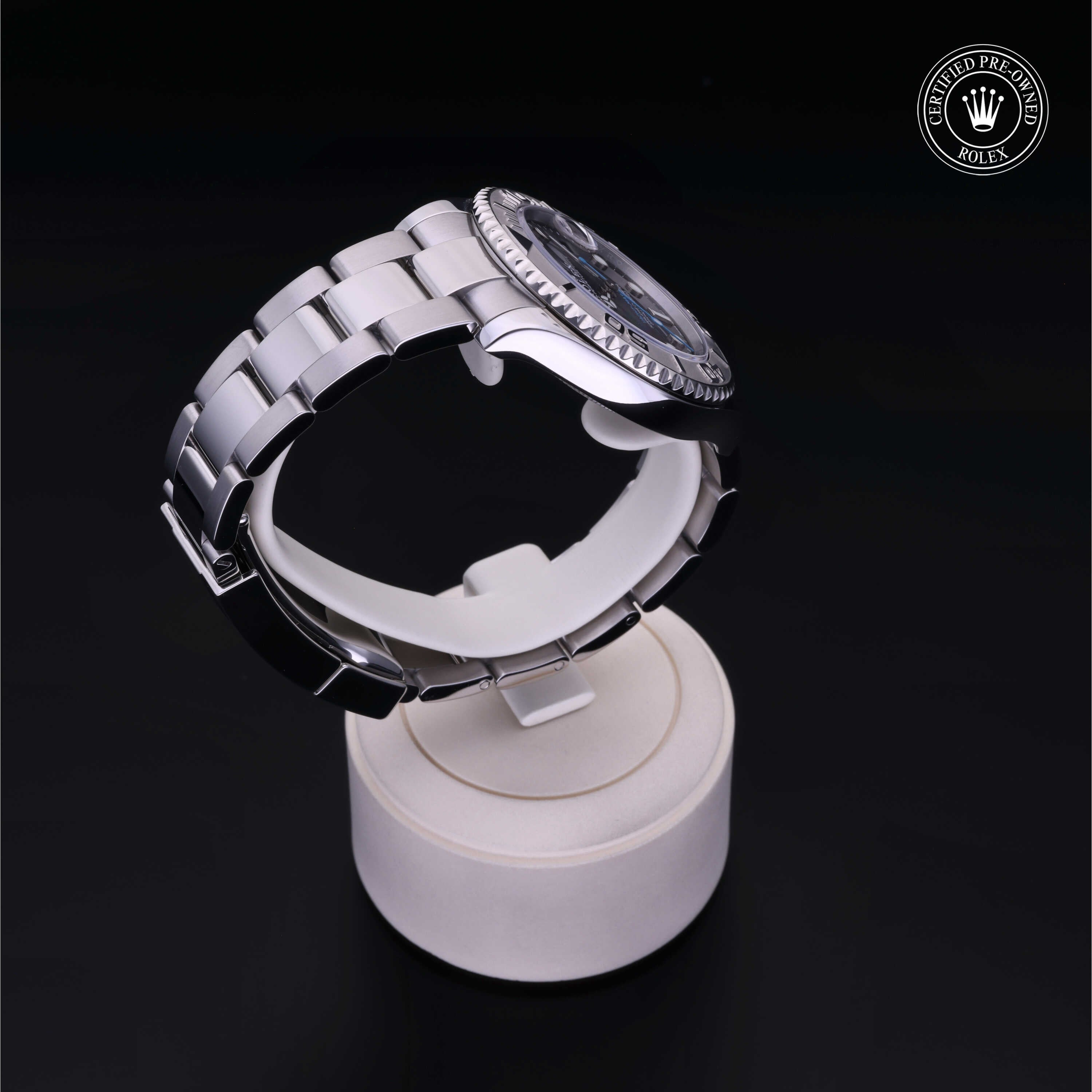 Rolex Certified Pre-owned Yacht-Master M268622-0002 front on black background