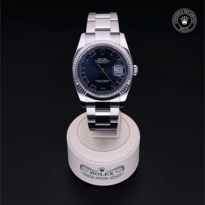 Rolex Certified Pre-owned Datejust M116234-0133 front on black background