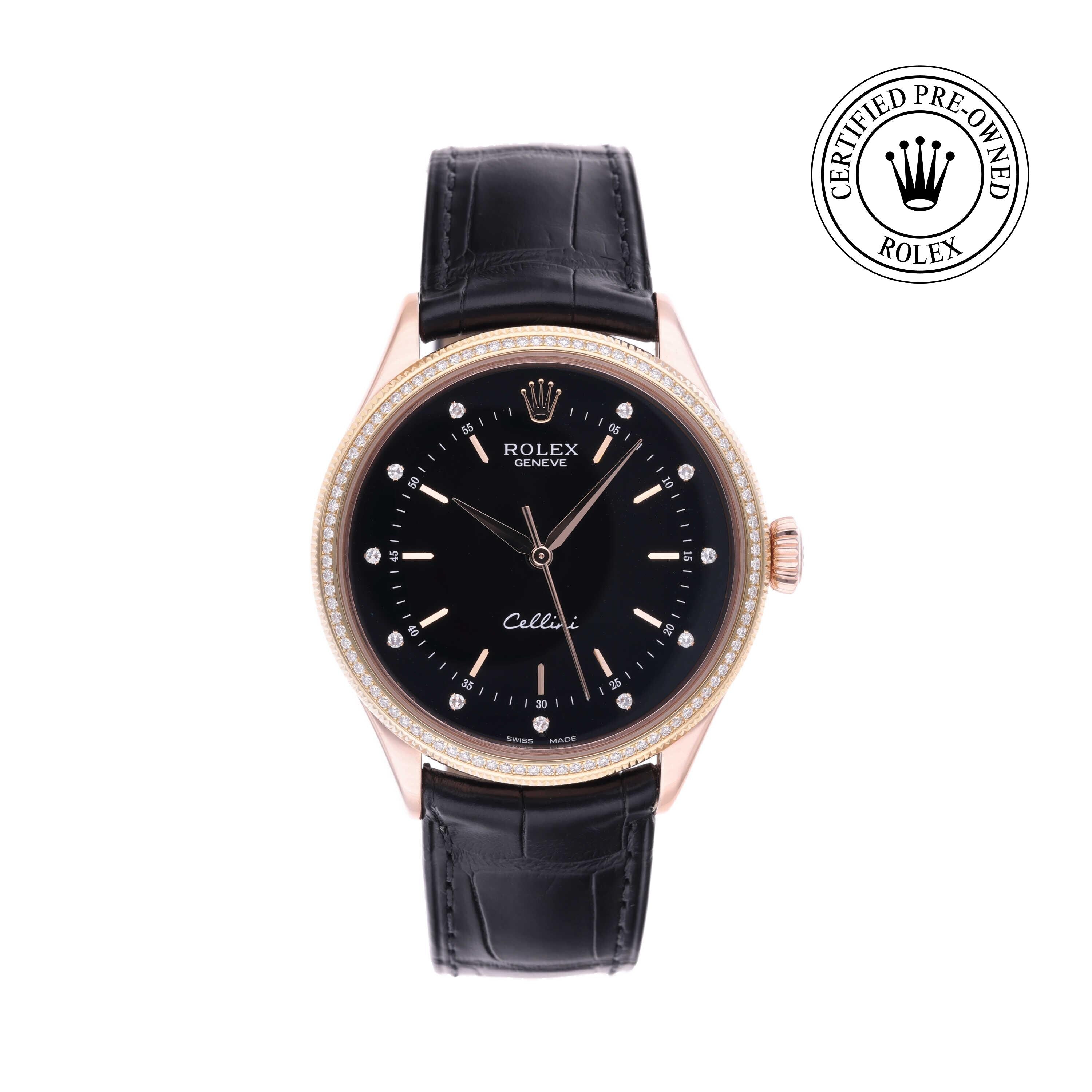 Rolex CPO Cellini M50605RBR front on white background