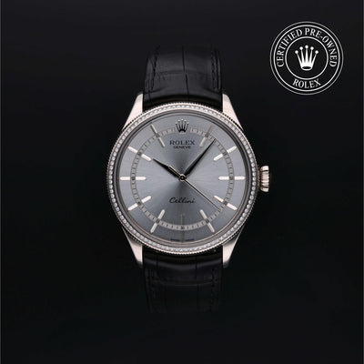 Rolex Certified Pre-owned Cellini M50609RBR-0008 front on black background