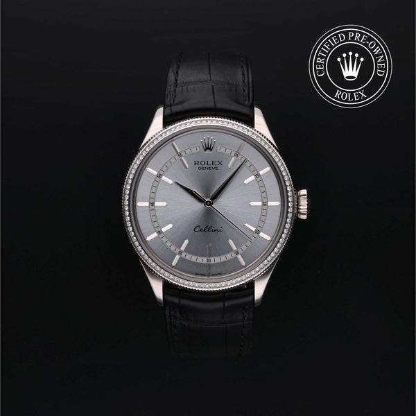 Rolex Certified Pre-owned Cellini M50609RBR-0008 front on black background