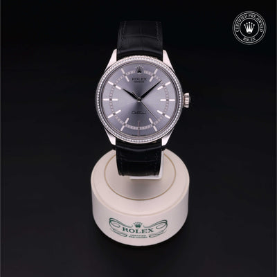 Rolex Certified Pre-owned Cellini M50609RBR-0008 front on black background