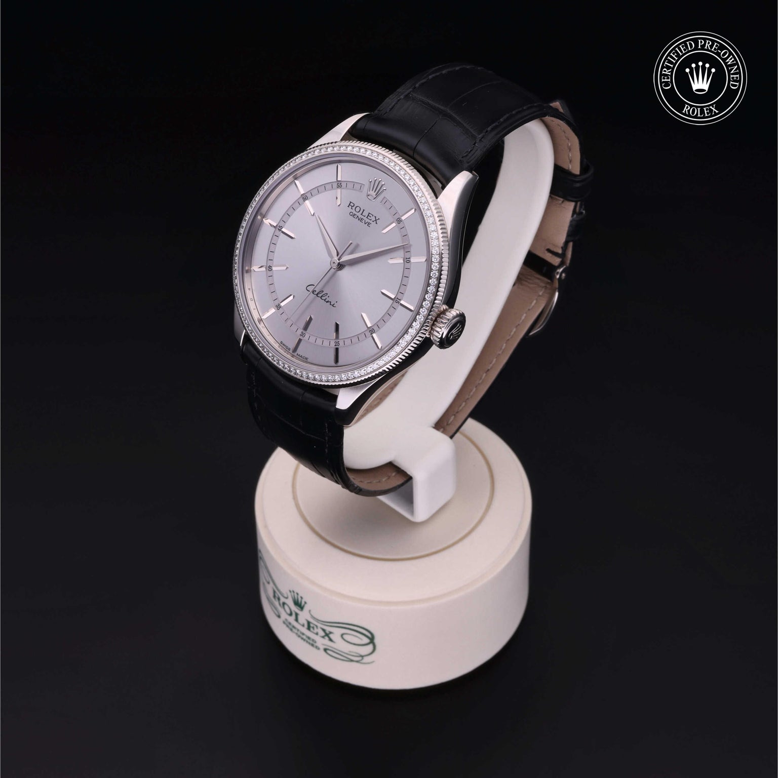 Rolex Certified Pre-owned Cellini M50609RBR-0008 front on black background