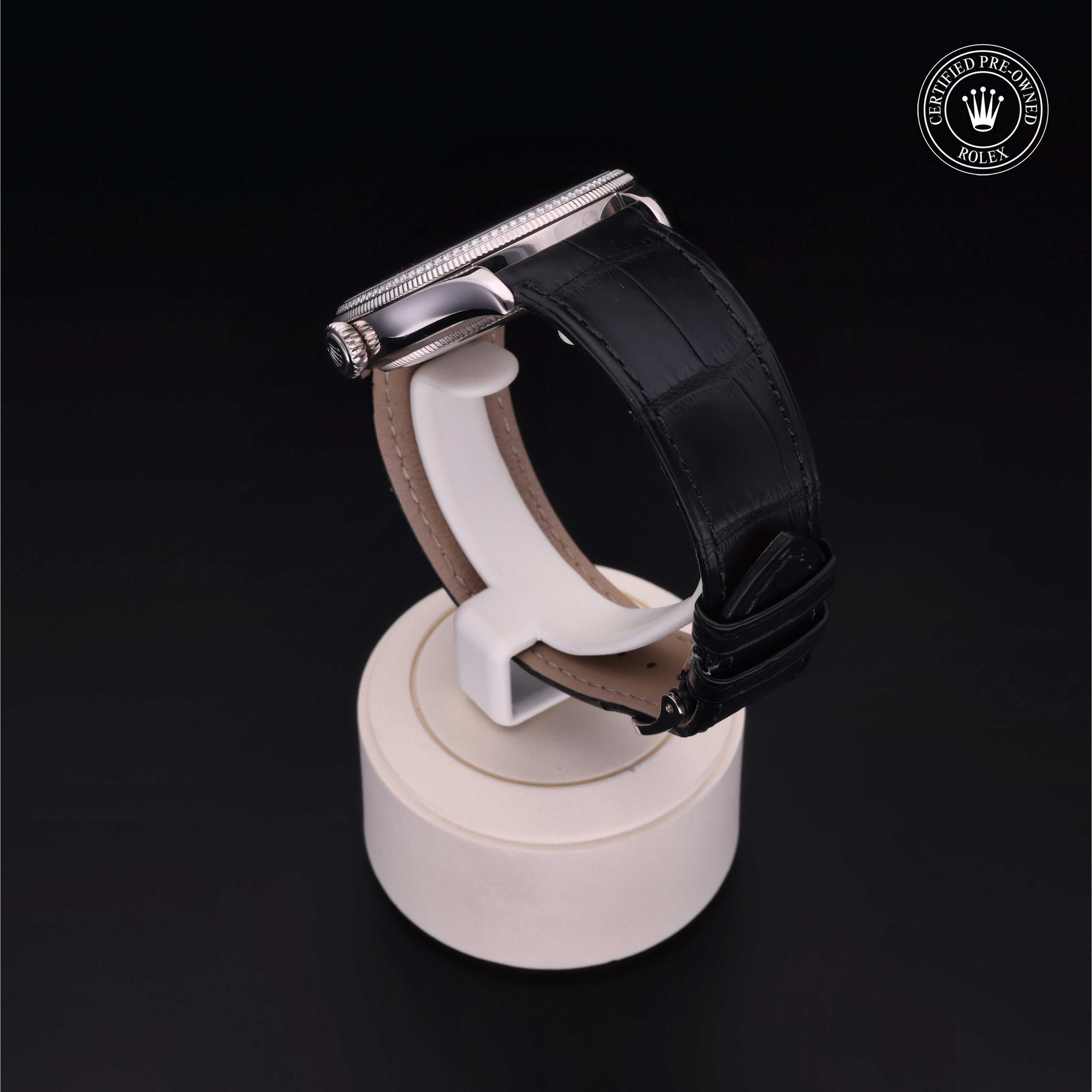 Rolex Certified Pre-owned Cellini M50609RBR-0008 front on black background