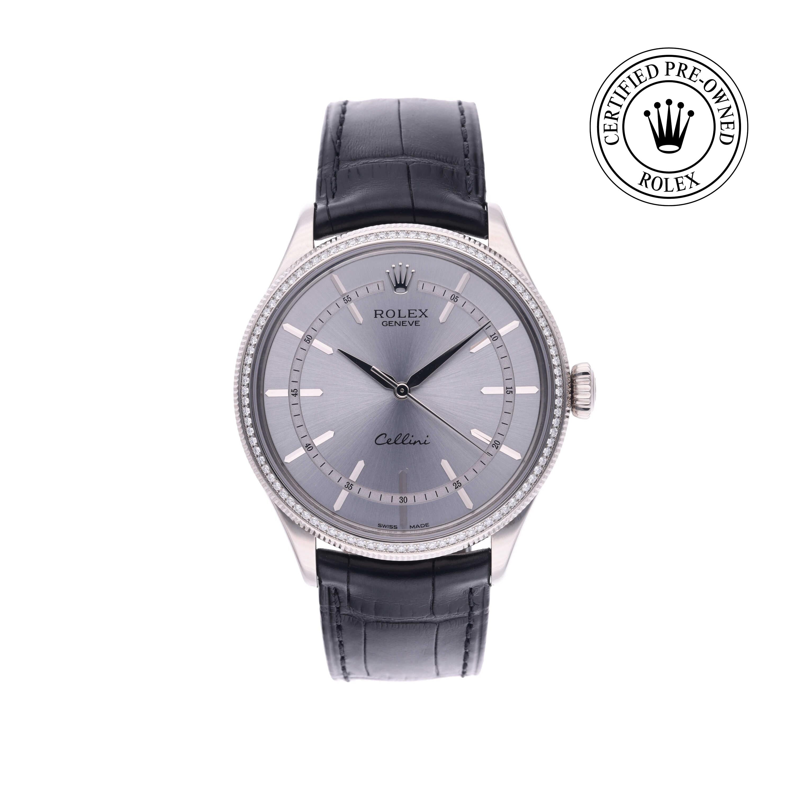 Rolex Certified Pre-owned Cellini M50609RBR-0008 front on white background