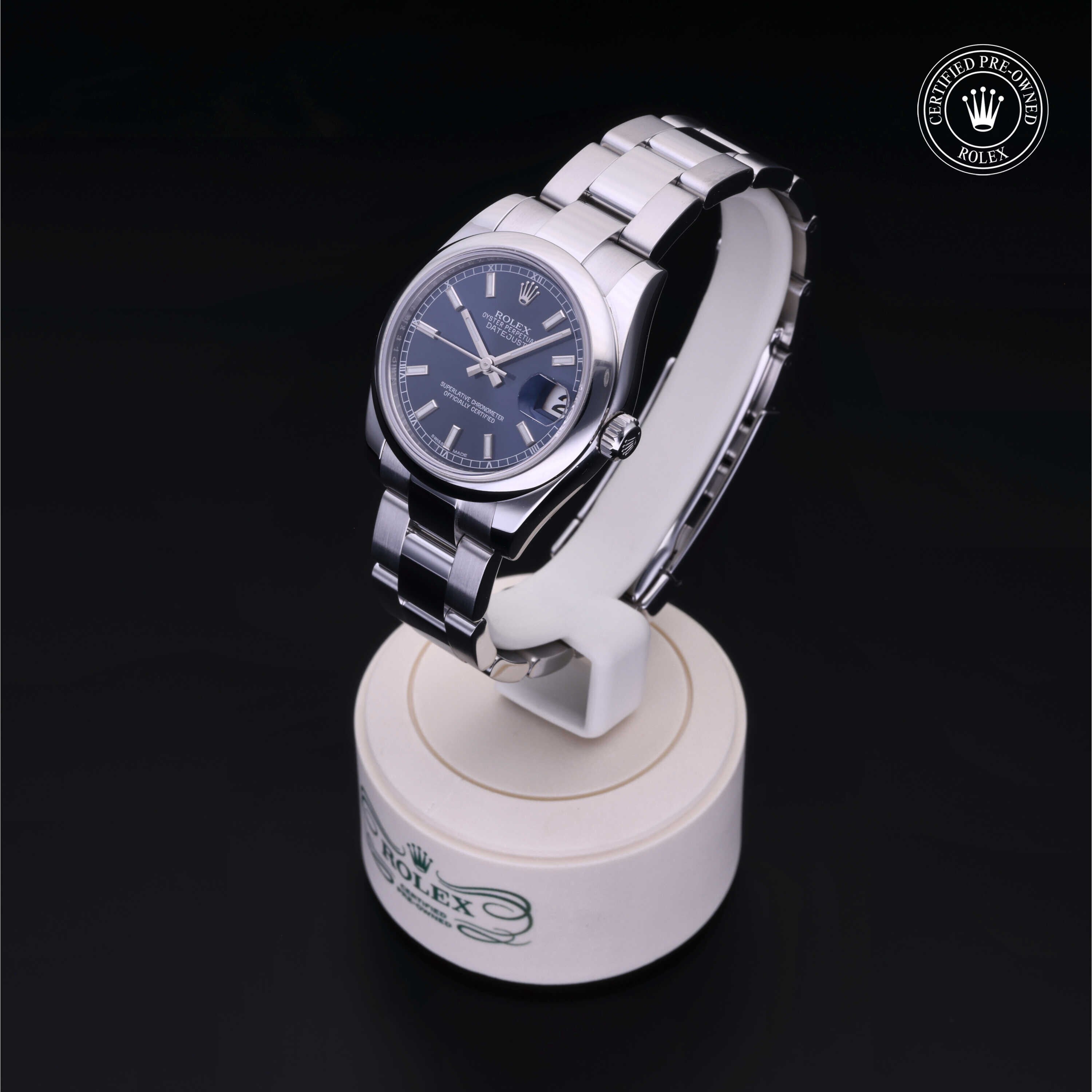 Rolex Certified Pre-owned Lady Datejust M178240-0023 front on black background