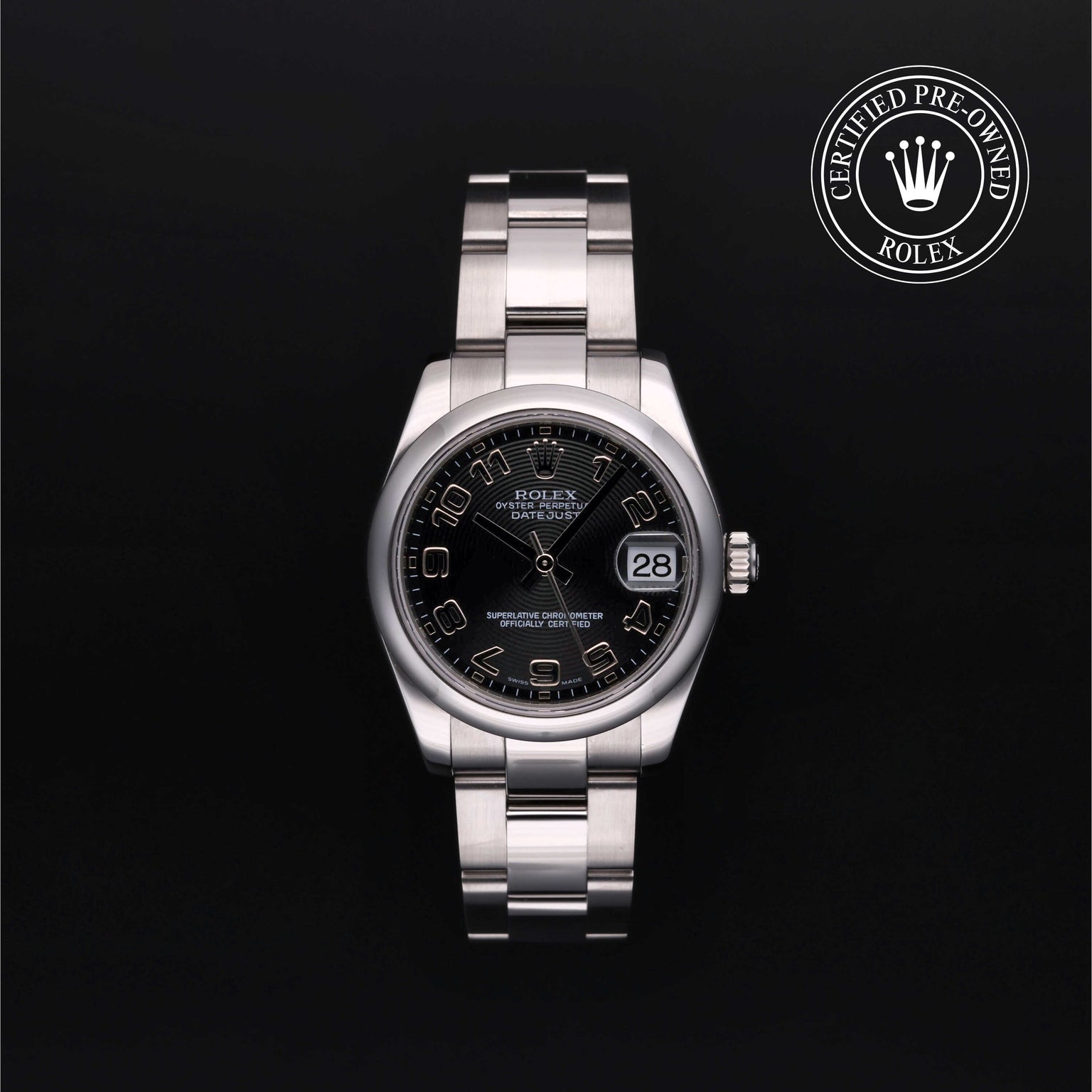 Rolex Certified Pre-owned Lady Datejust M178240-0011 front on black background