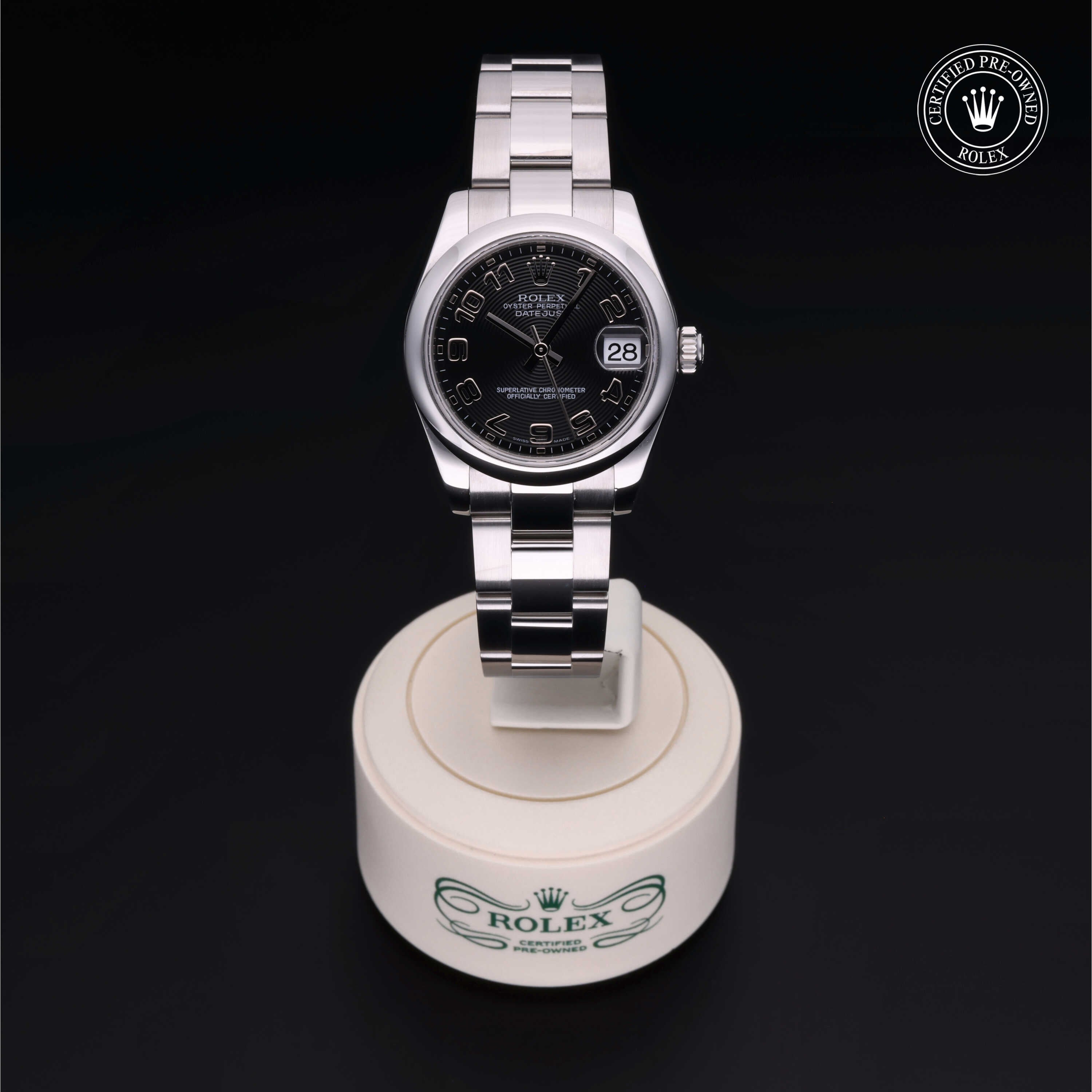 Rolex Certified Pre-owned Lady Datejust M178240-0011 front on black background