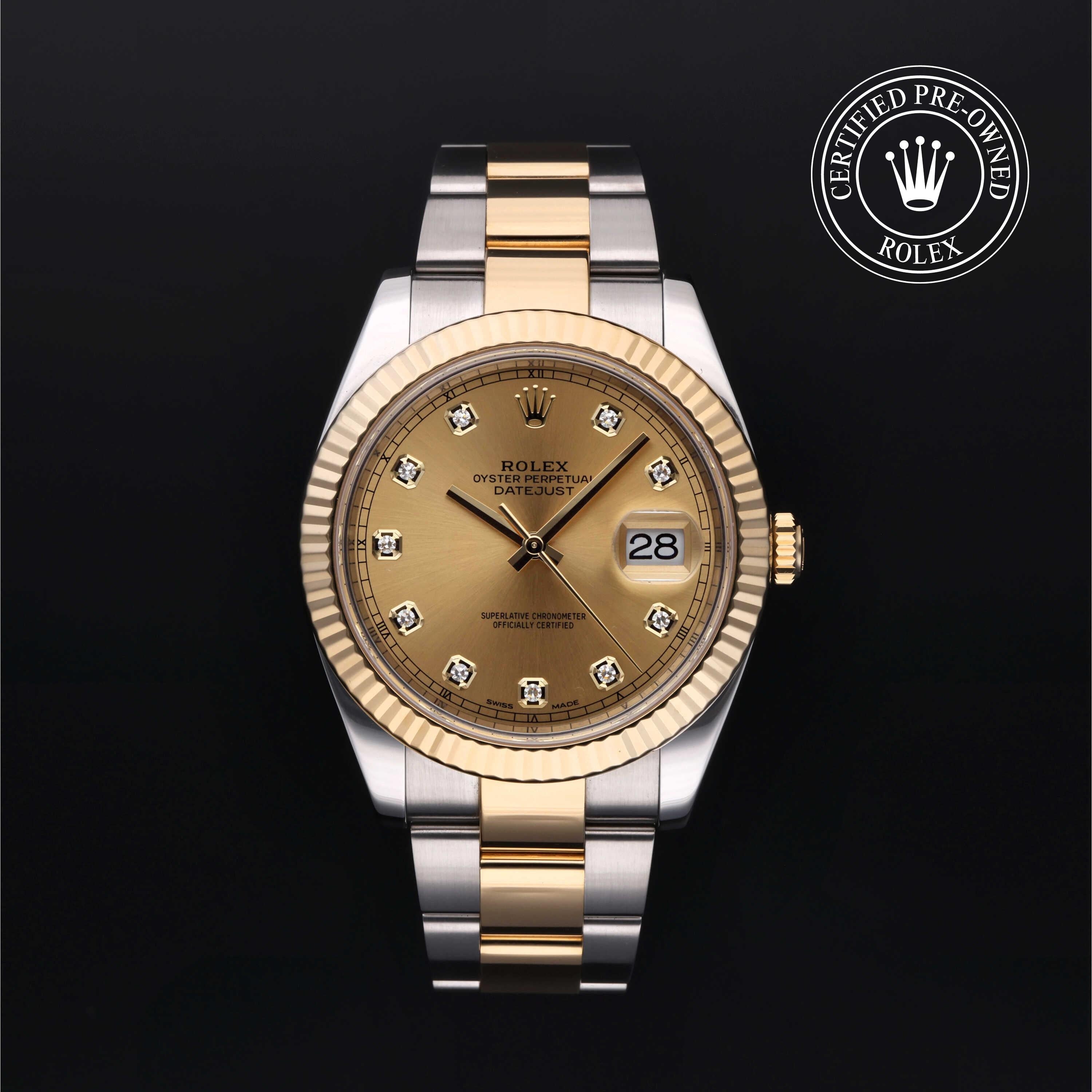 Rolex Certified Pre-owned Datejust M126333-0011 front on black background