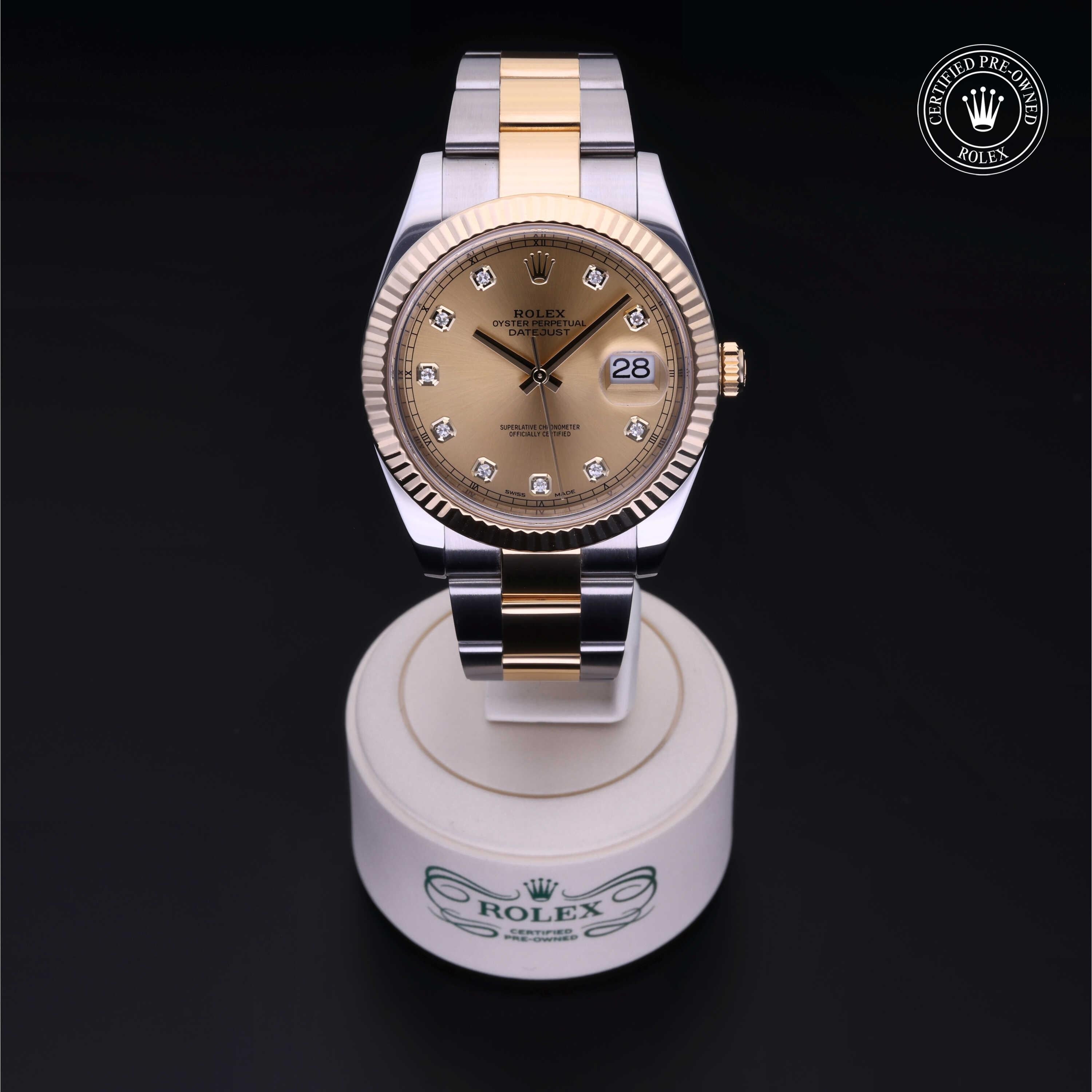 Rolex Certified Pre-owned Datejust M126333-0011 front on black background