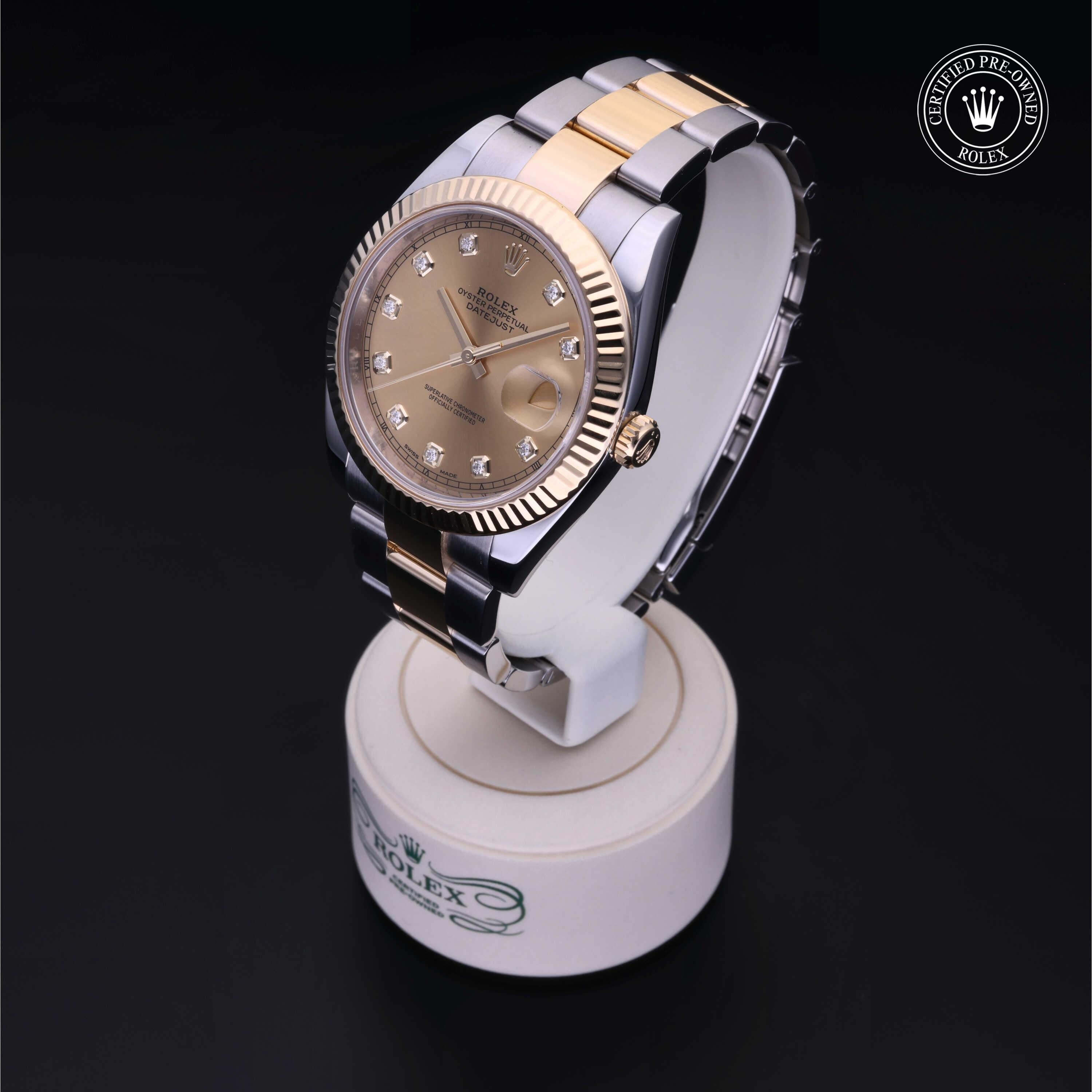 Rolex Certified Pre-owned Datejust M126333-0011 front on black background