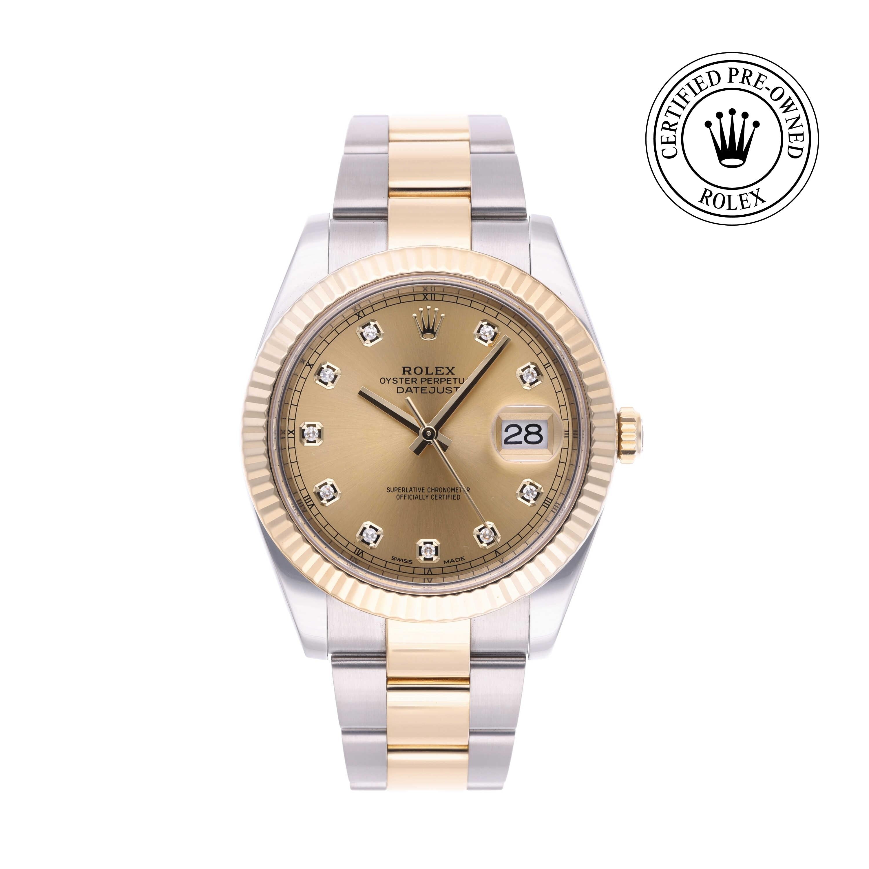 Rolex Certified Pre-owned Datejust M126333-0011 front on white background