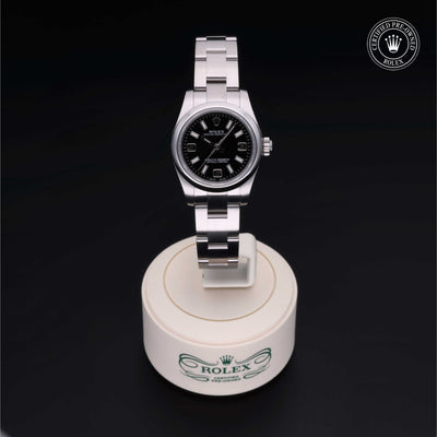 Rolex Certified Pre-owned Oyster Perpetual M176200-0002 front on black background