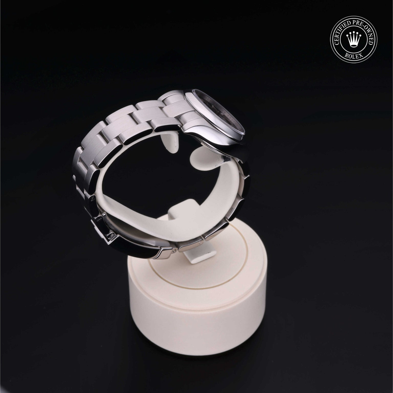 Rolex Certified Pre-owned Oyster Perpetual M176200-0002 front on black background