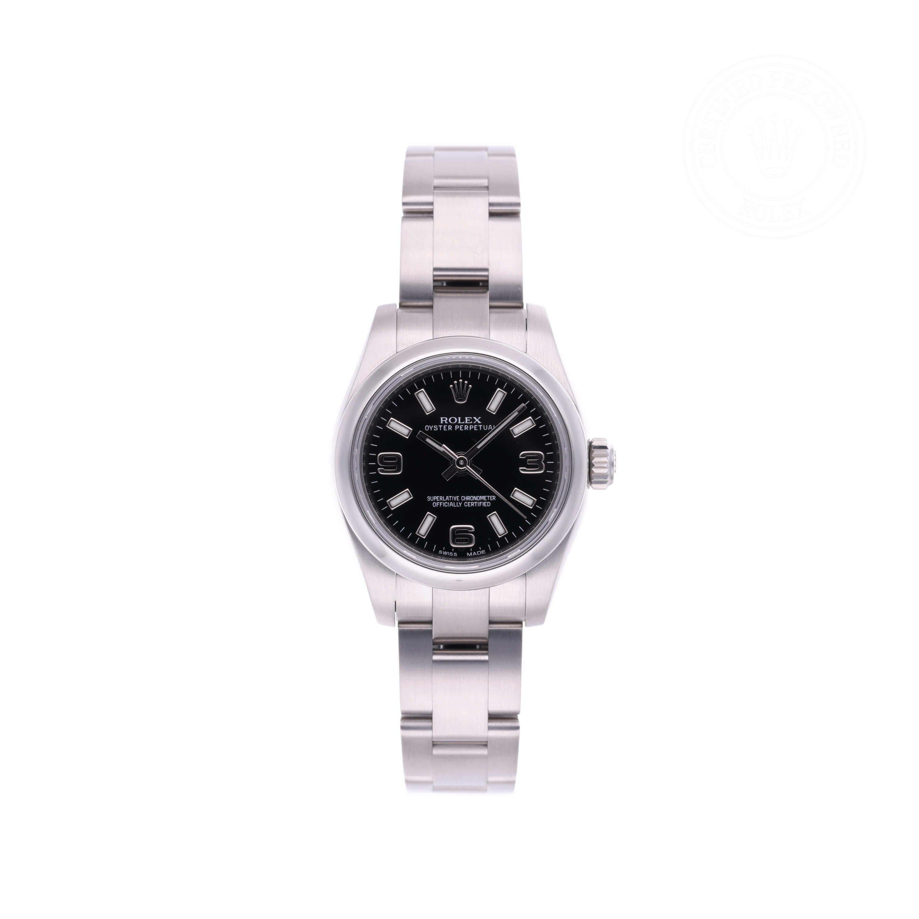 Rolex Certified Pre-owned Oyster Perpetual M176200-0002 front on white background