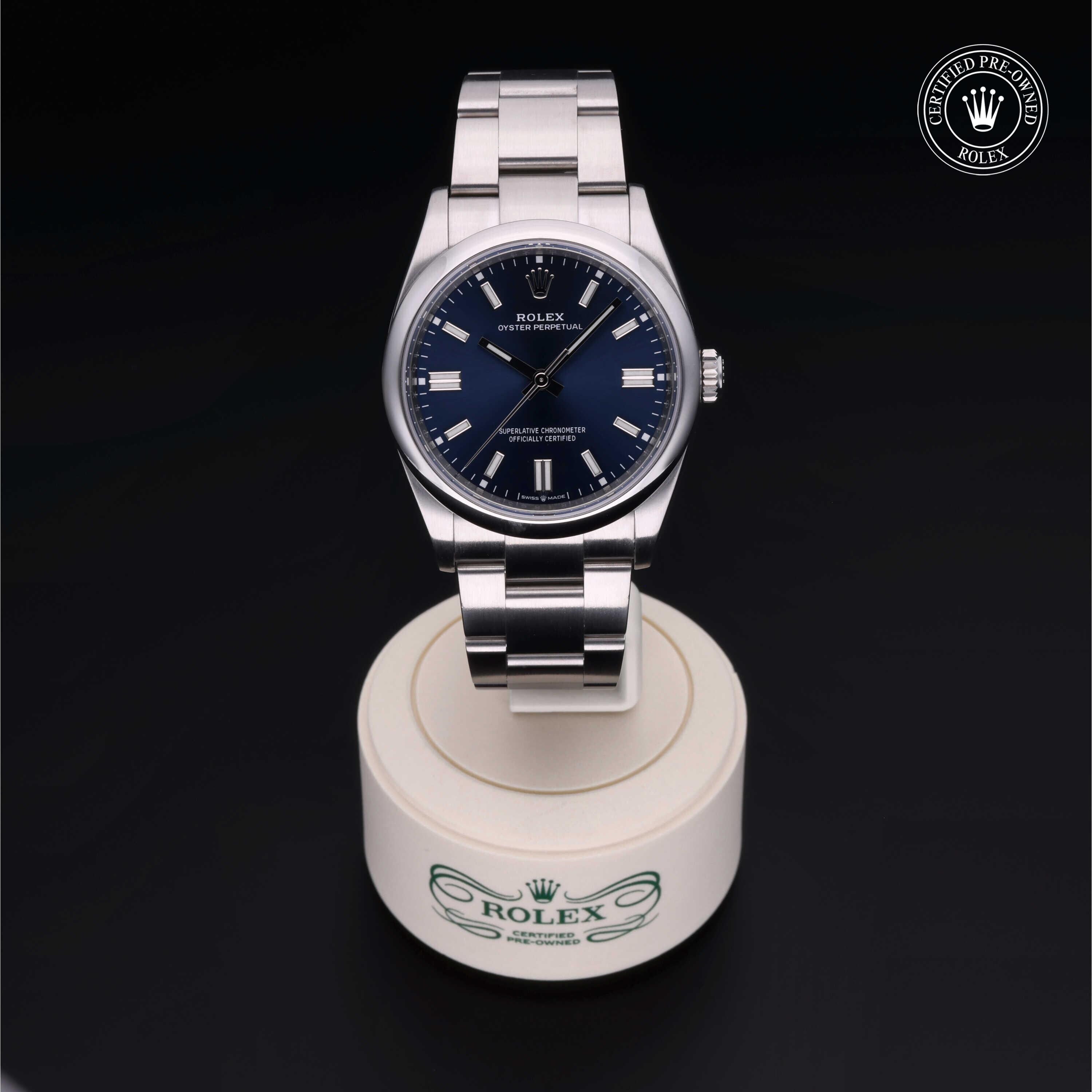 Rolex CPO Oyster Perpetual M126000 front on white background