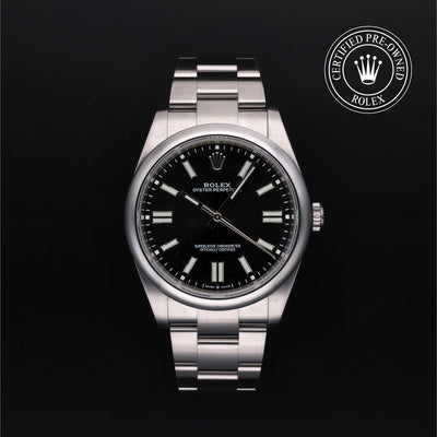 Rolex CPO Oyster Perpetual M124300 front on white background