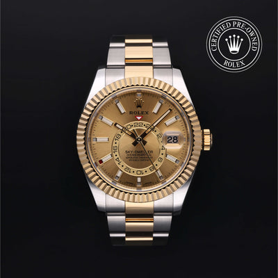 Rolex Certified Pre-owned Sky-Dweller M326933-0001 front on black background