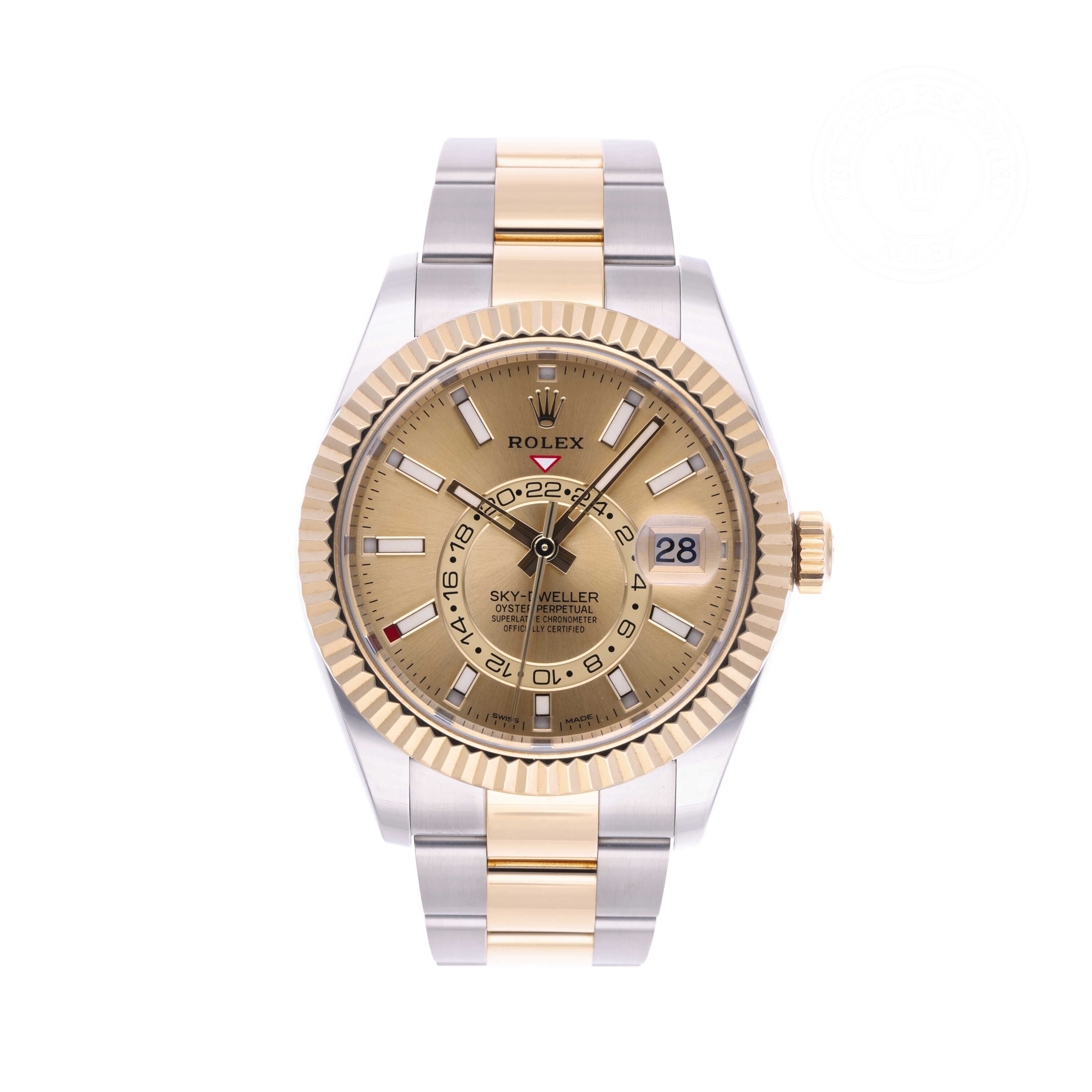 Rolex Certified Pre-owned Sky-Dweller M326933-0001 front on white background