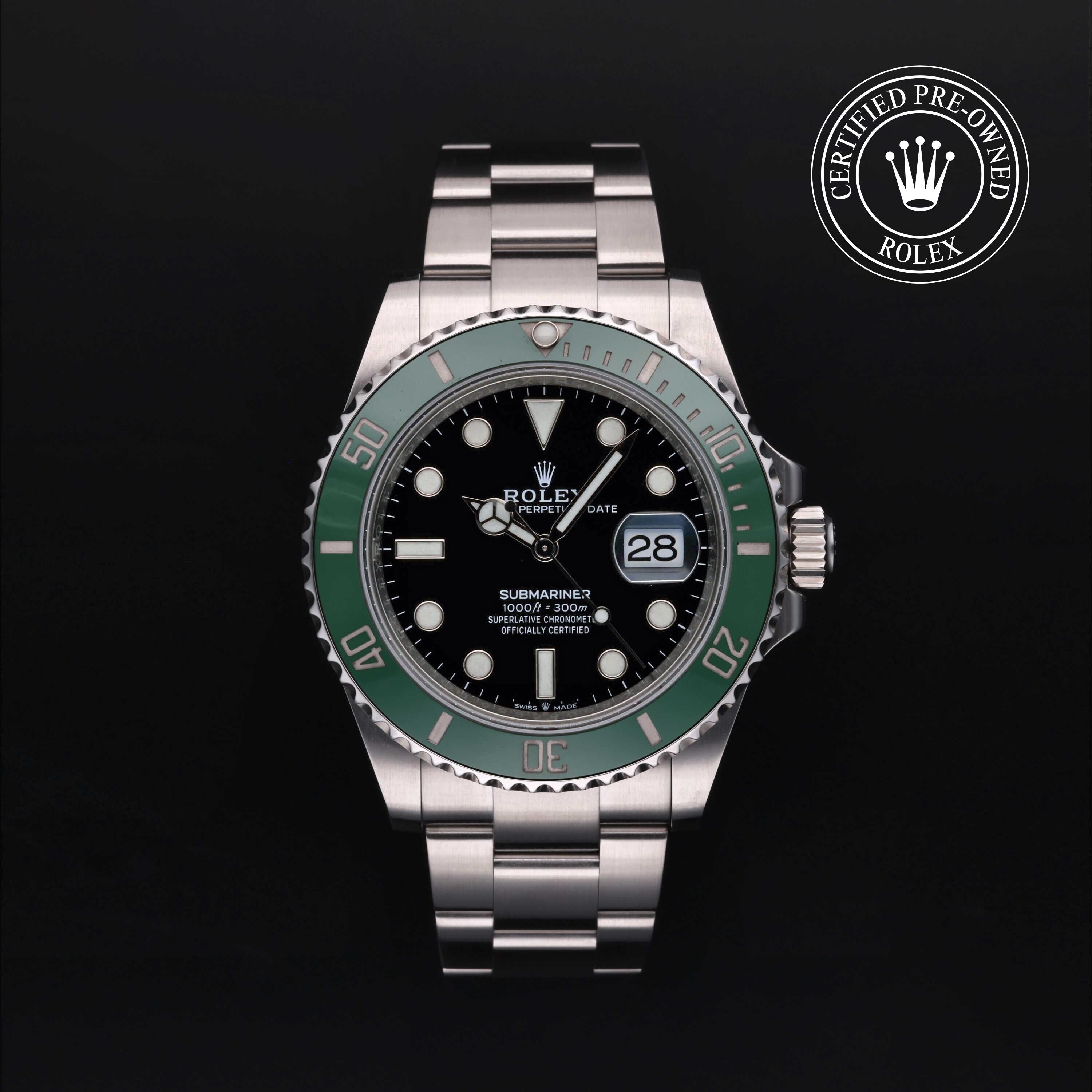 Rolex CPO Submariner M126610LV front on white background