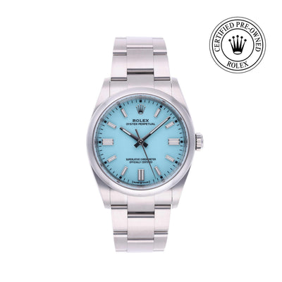 Rolex CPO Oyster Perpetual M126000 front on white background