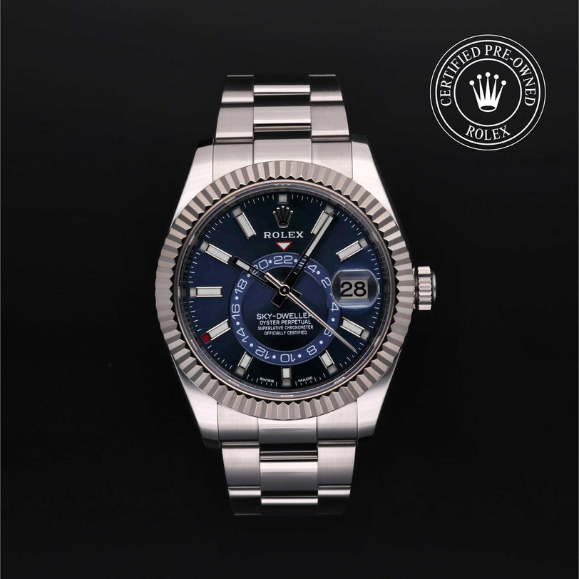 Rolex Certified Pre-owned Sky-Dweller M326934-0003 front on black background