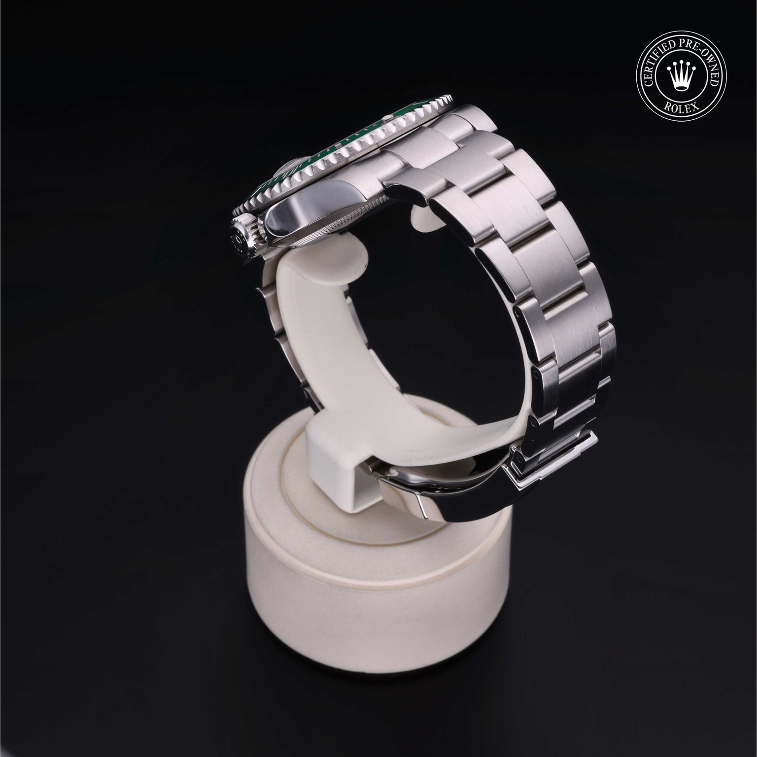 Rolex Certified Pre-owned Submariner M116610LV-0002 front on black background